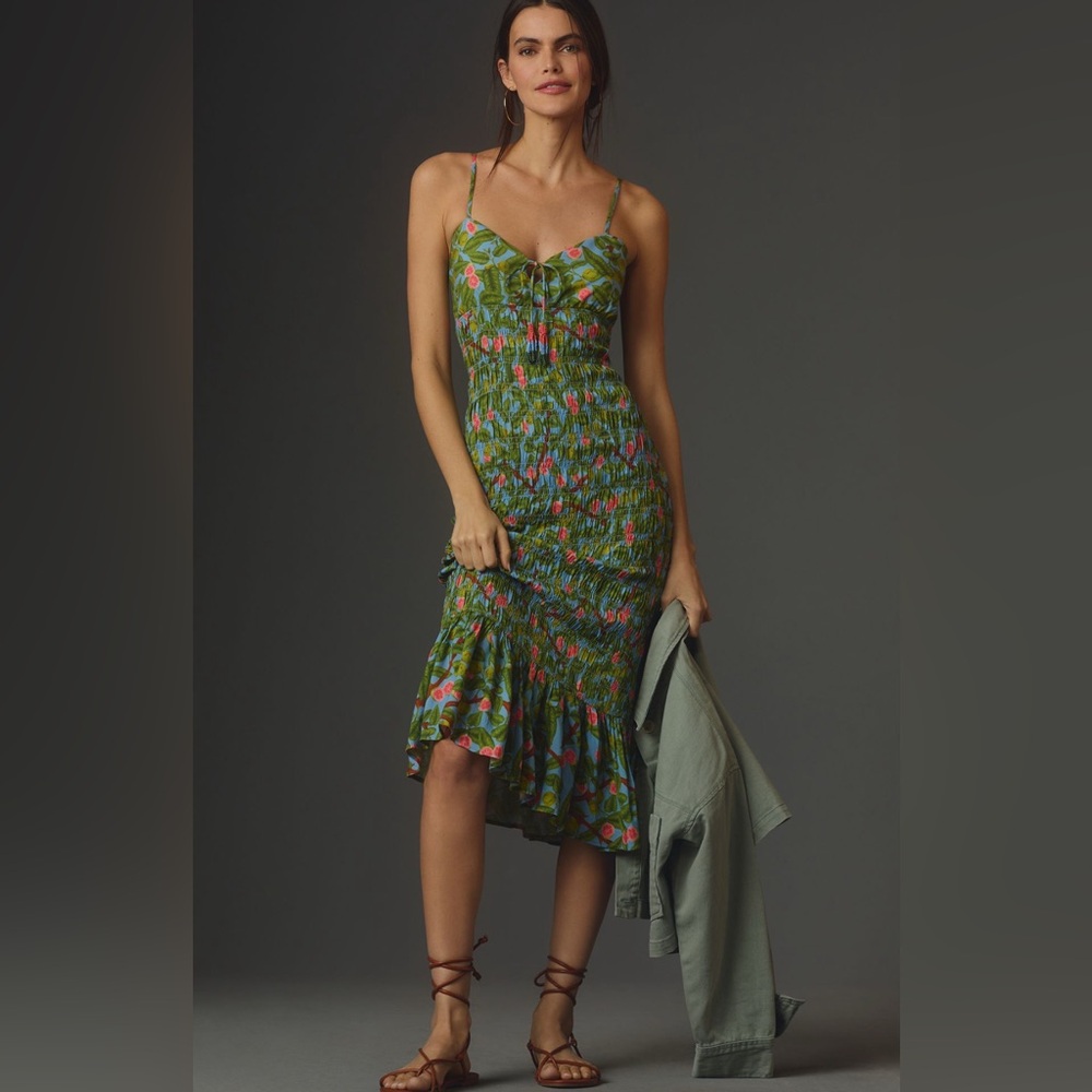 Farm Rio Rushed Tie Front Dress Size Small